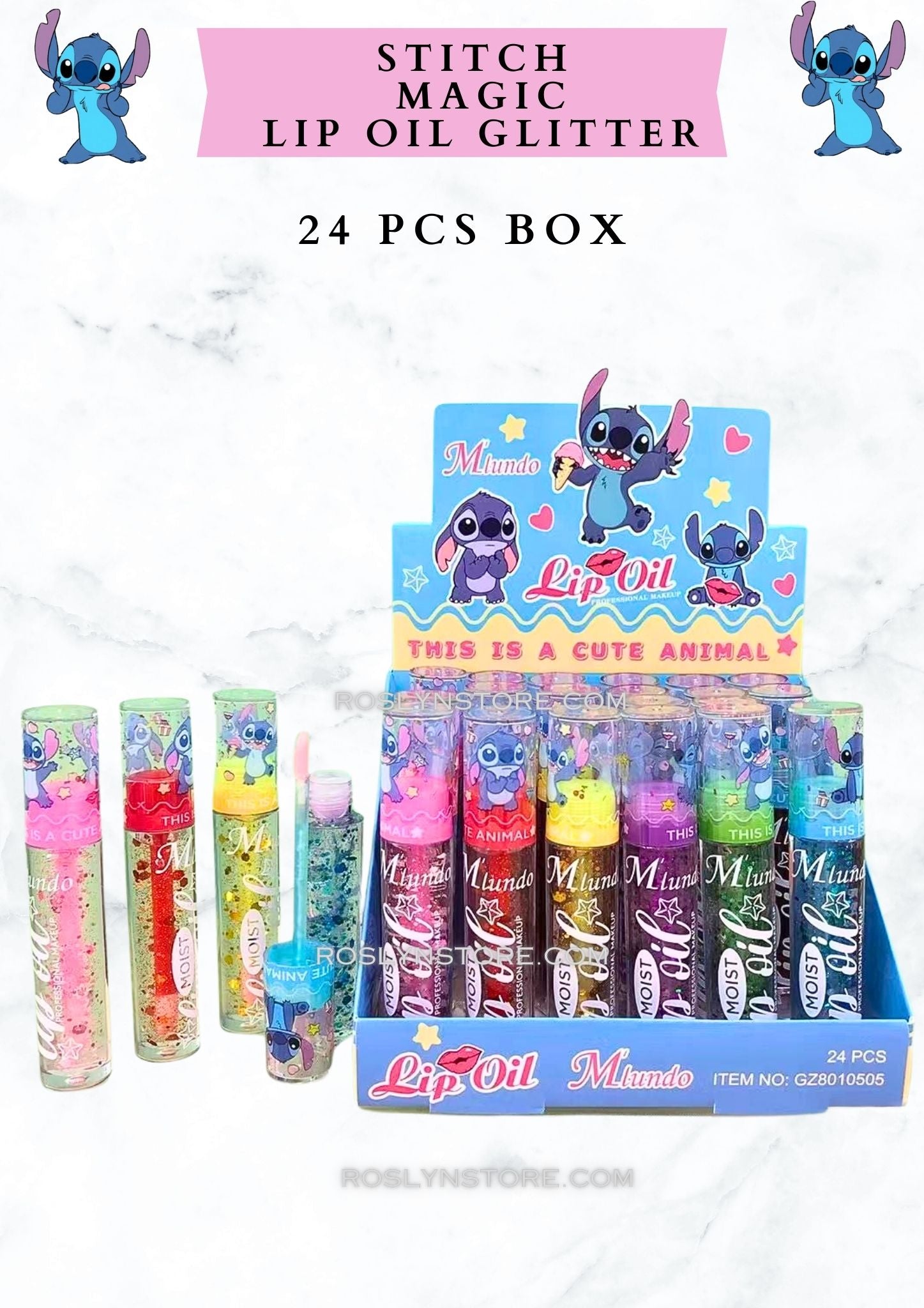 STITCH MAGIC LIP OIL GLITTER 24 PCS BOX