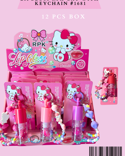 LIPGLOSS RPK CAT WITH KEYCHAIN #1681 - (12 PCS BOX)