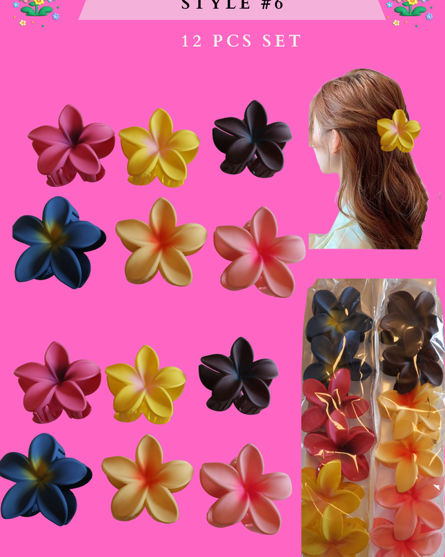 HAWAIIAN HAIR CLAW (STYLE #6)- (12 PCS SET)