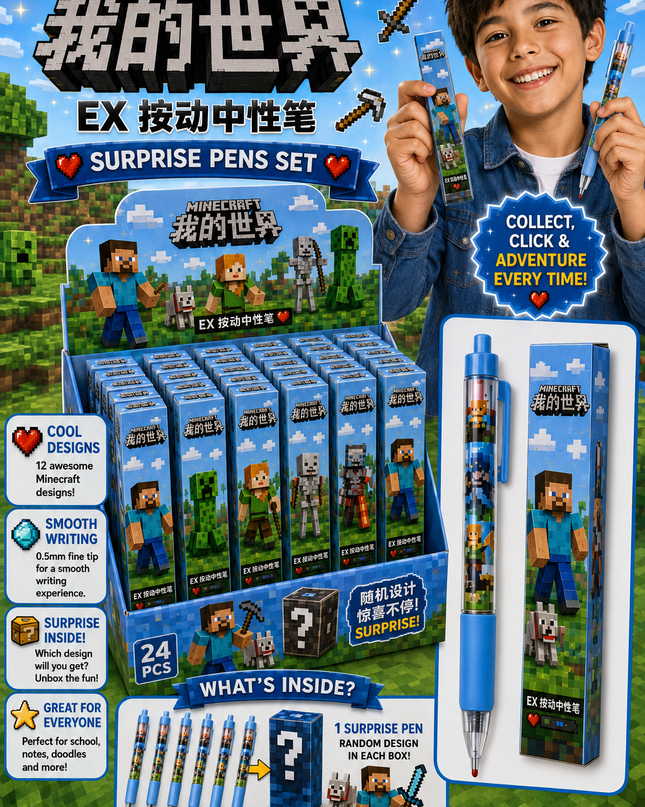 MINECRAFT SURPRISE PEN 24 pcs box -