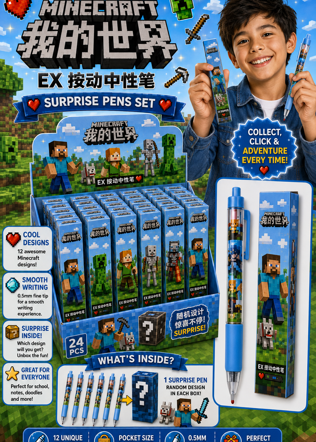MINECRAFT SURPRISE PEN 24 pcs box -