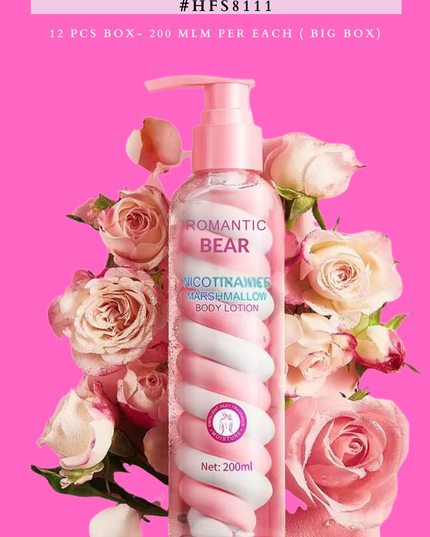Roamtic bear nicotinamide marshamallow body lotion #Hfs8111 (200 ml ) - 12 pcs box