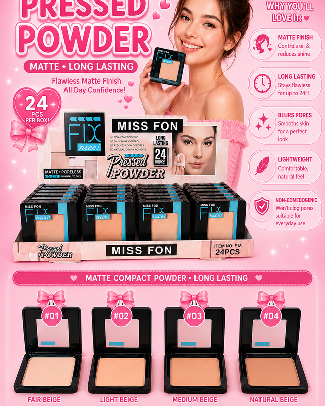 PRESSED POWDER MATTE Miss foam - LONG LASTING 24 pcs box ( #f18)