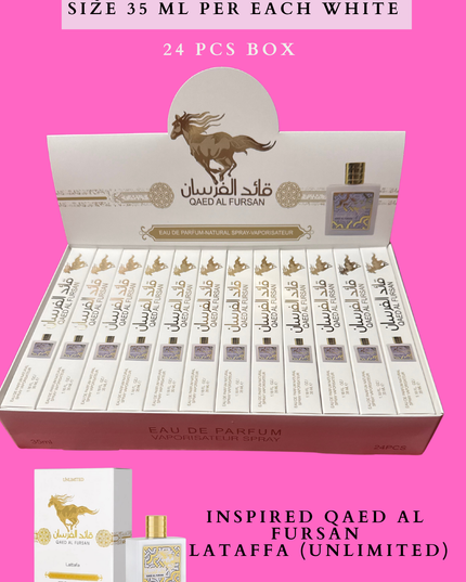 Qaed al fursan travel size 35 ml per each white -24 pcs box