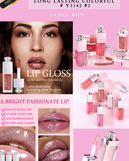 YABAOLIAN SHINE LIPGLOSS LONG LASTING COLORFUL # Y3142 #2 ( 24 pcs box)