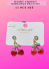 HEART CHERRY EARRINGS #RS57093-  12 PCS SET