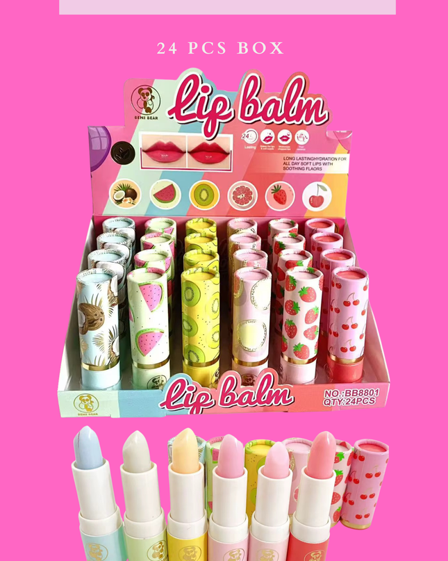 LIP BALM FRUIT #BB8001  24 PCS BOX
