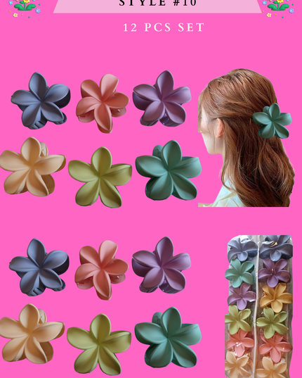 HAWAIIAN HAIR CLAW (STYLE #10)- (12 PCS SET)