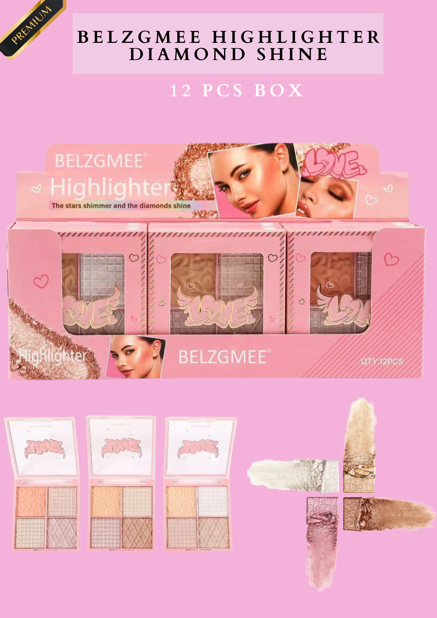 BELZGMEE HIGHLIGHTER DIAMOND SHINE - 12 PCS BOX