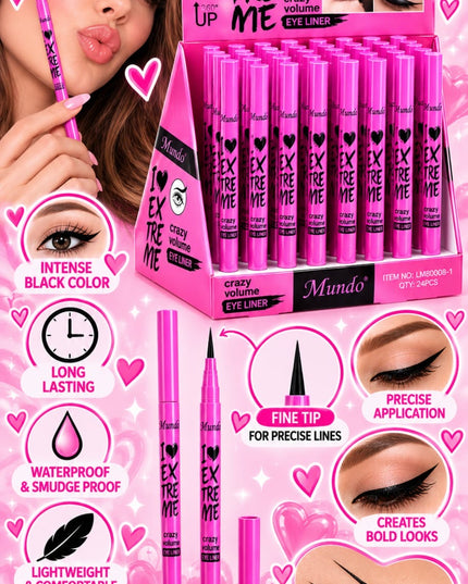 Eyeliner waterproof black color - I love me extreme 24 pcs box