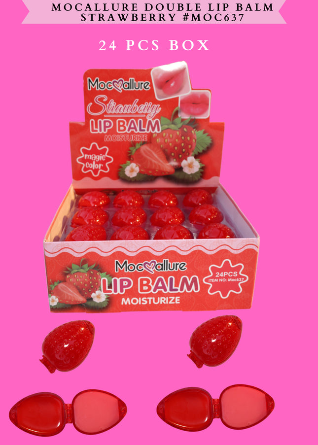 MOCALLURE DOUBLE LIP BALM STRAWBERRY #MOC637- (24 PCS BOX)