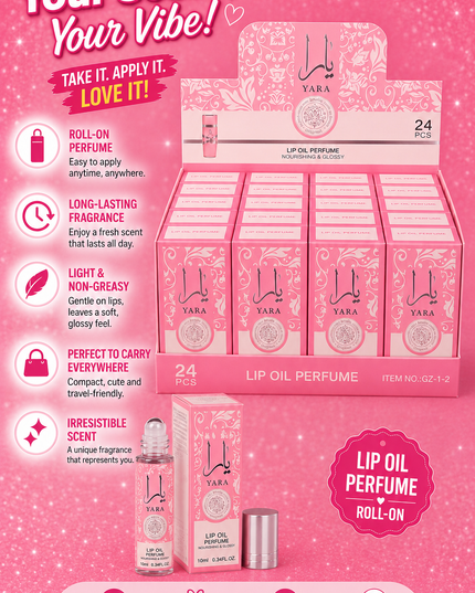 PERFUME YARA ROLL - on  24 pcs box - LOW PINK