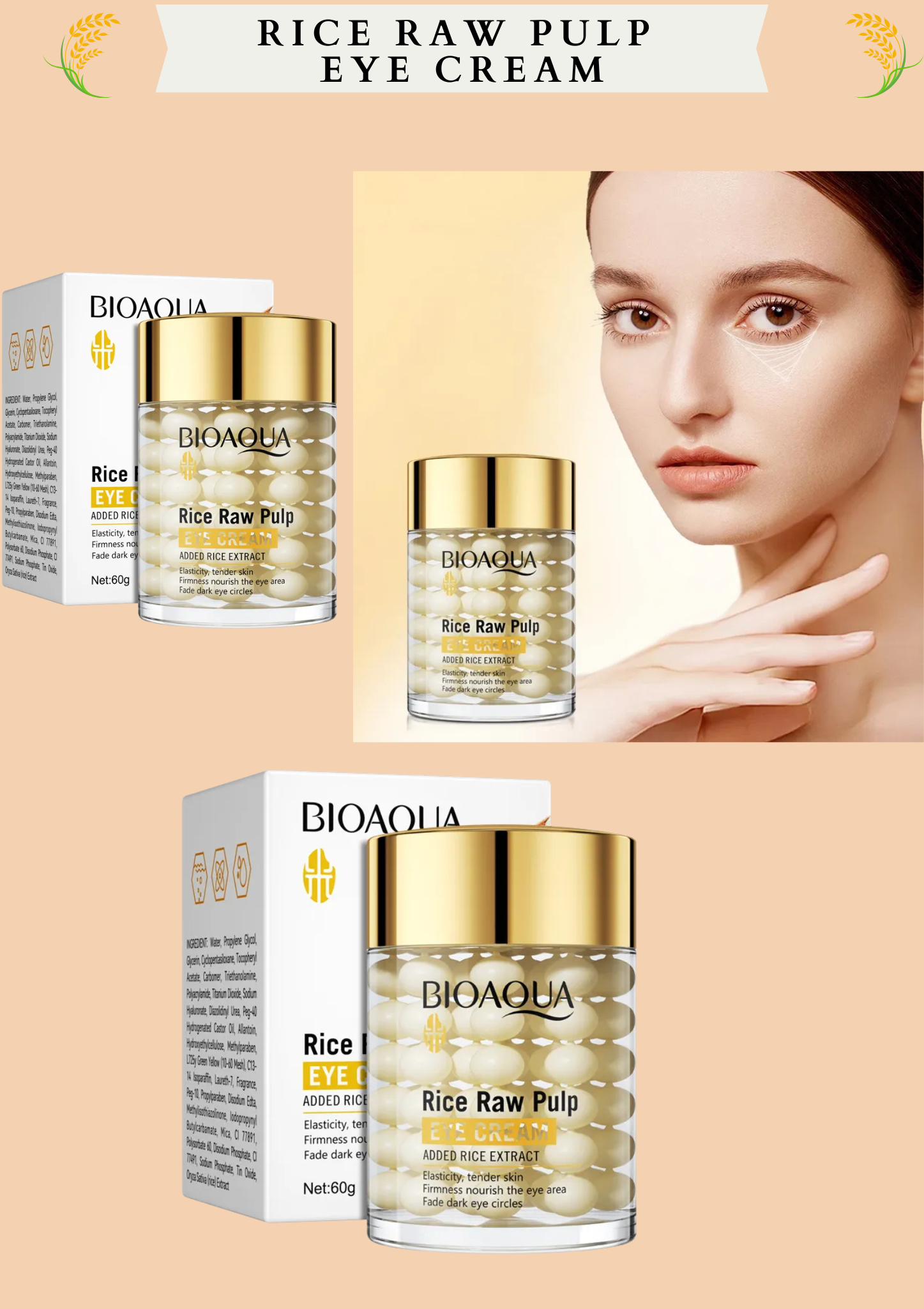 RICE RAW PULP -eye cream added rice extract ( BIOAQUA)