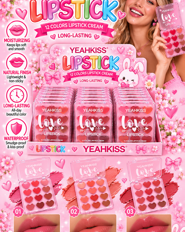 YEAHKISS- LIPSTICK PALET- 24 pc -(box #202537) (B10)