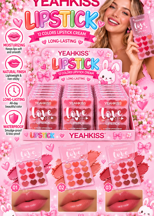 YEAHKISS- LIPSTICK PALET- 24 pc -(box #202537) (B10)