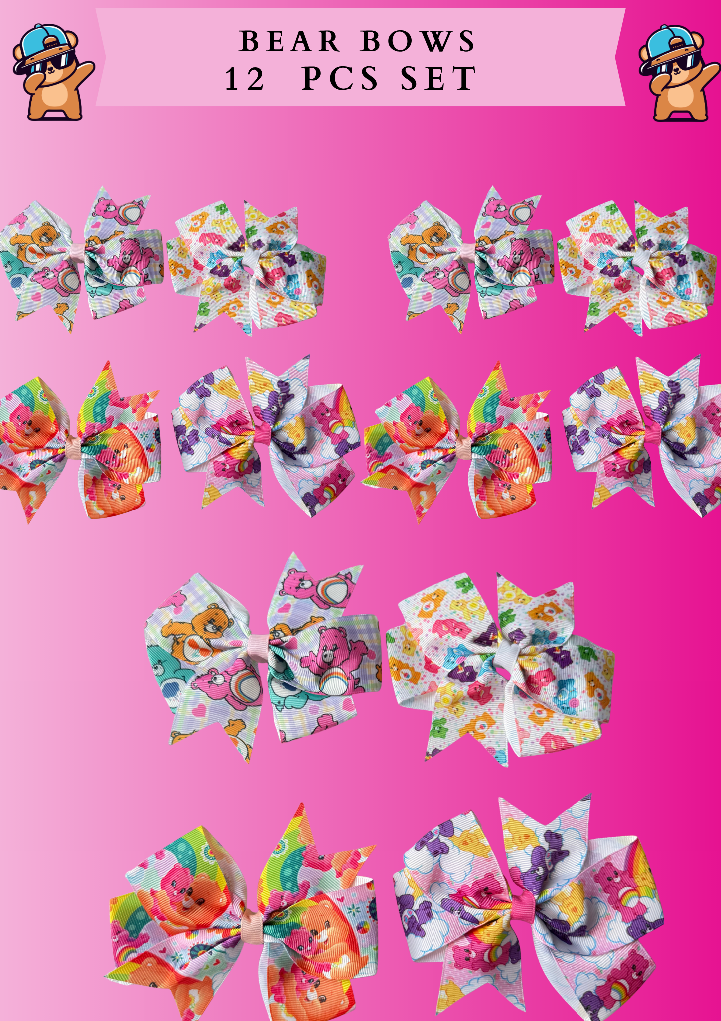 BEAR BOWS - 12 PCS SET