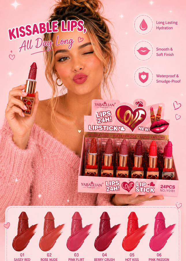 YABAOLIAN - NOVELTY ADULT LIPSTICK - 24 pcs -  #Y0181