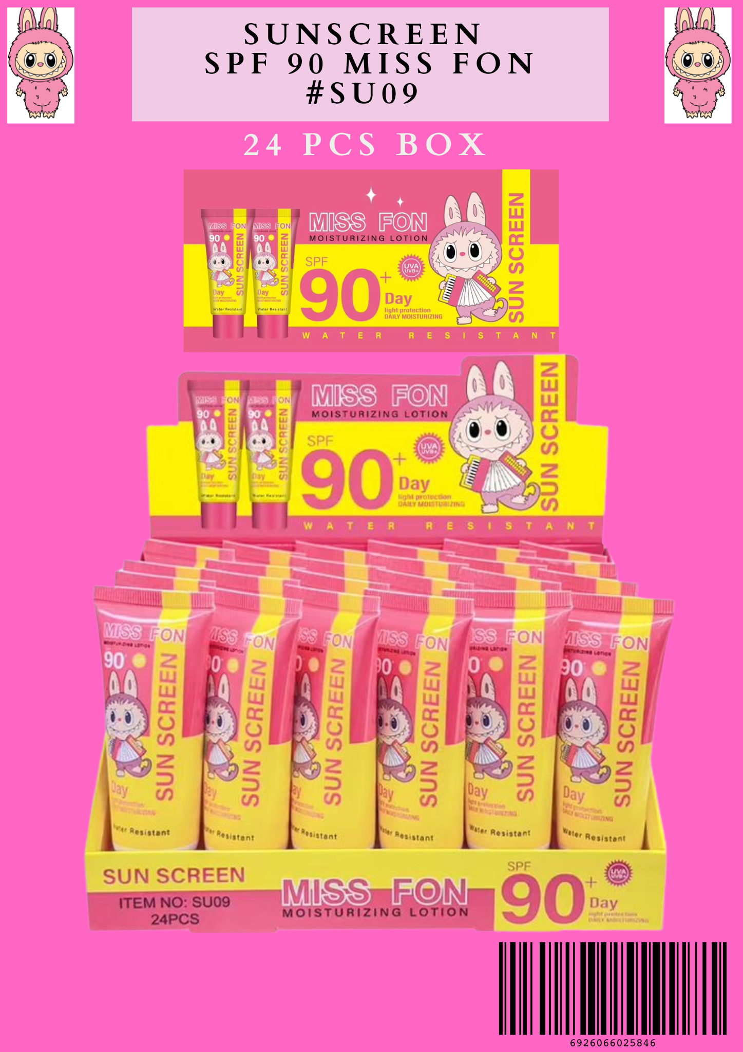 SUNSCREEN SPF 90 MISS FON-  #SU09 24 PCS BOX
