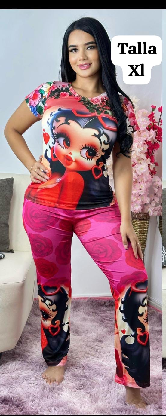 PIJAMAS COLOMBIANAS L-XL / betty Red- Colombian Pajamas