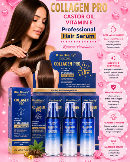 KISS BEAUTY  COLLAGEN PRO Professional hair serum- 12 pcs box ( big size 100 ml per bottle )