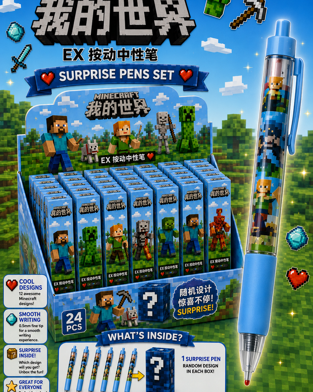 MINECRAFT SURPRISE PEN 24 pcs box -