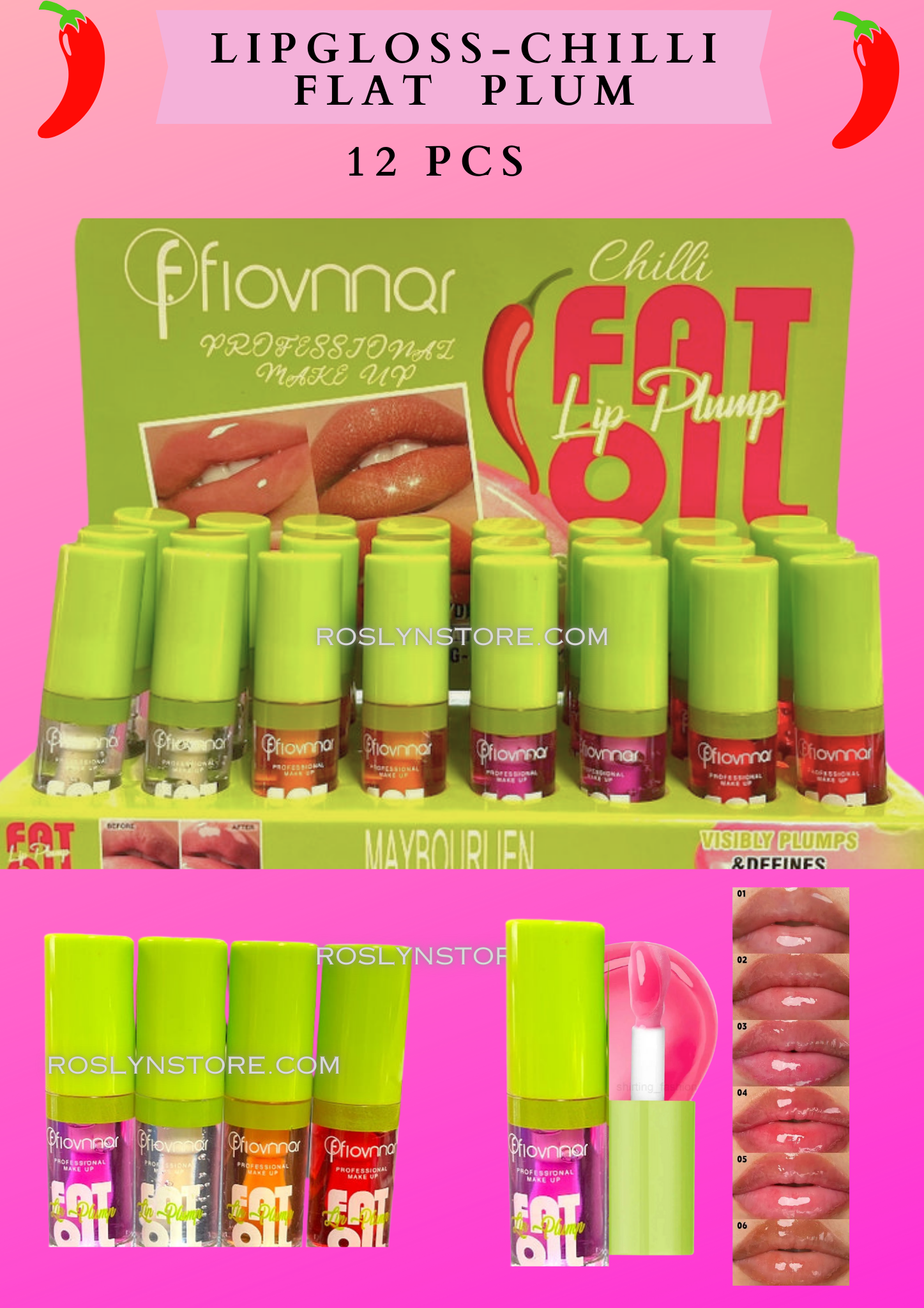 LIPGLOSS-CHILLI FLAT PLUM - 24 pcs