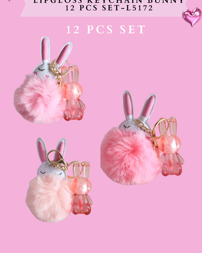 LIPGLOSS KEYCHAIN BUNNY 12 PCS SET - L5172 12 PCS SET