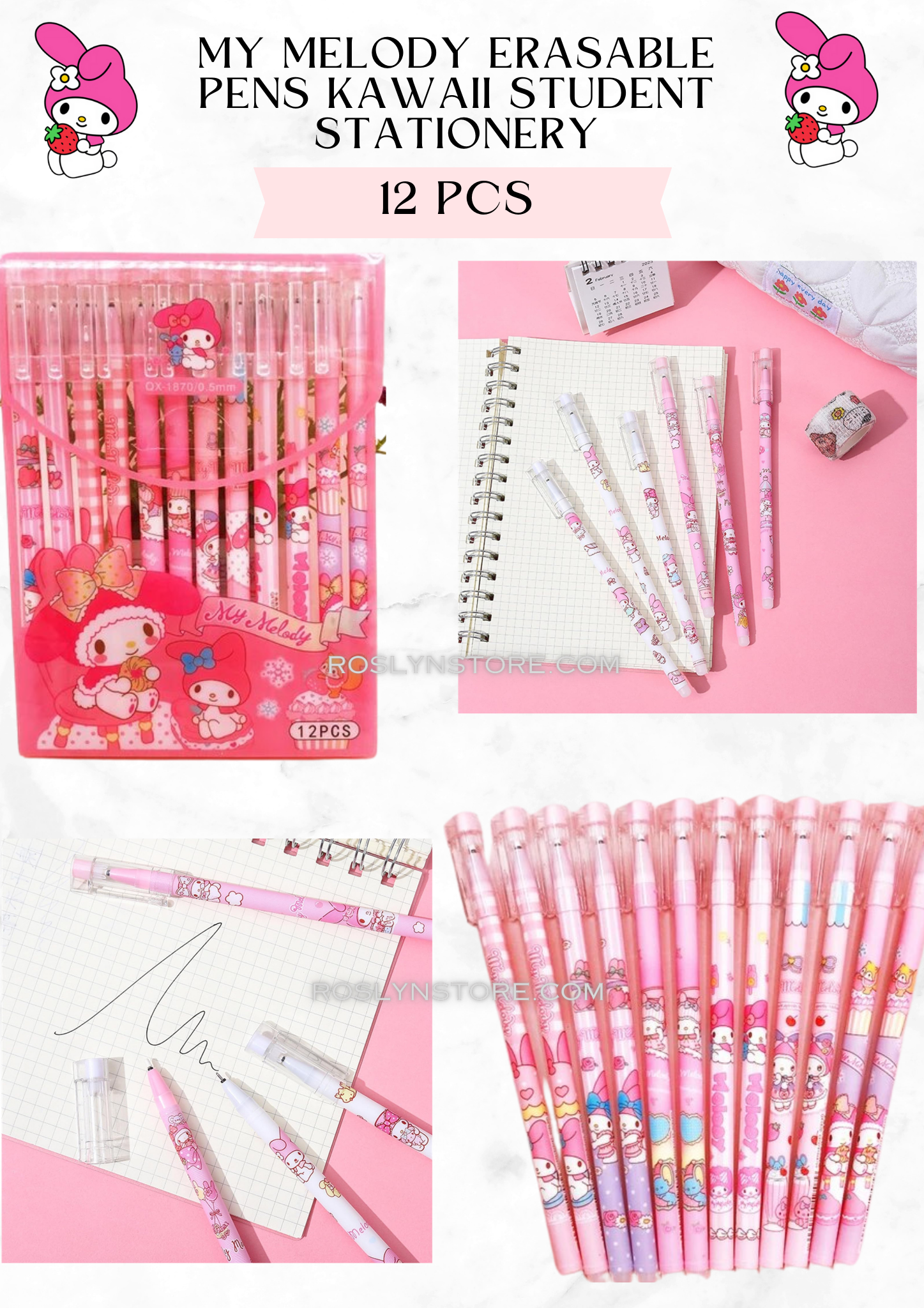 My Melody -ERASABLE PENS  -12 pcs in a box