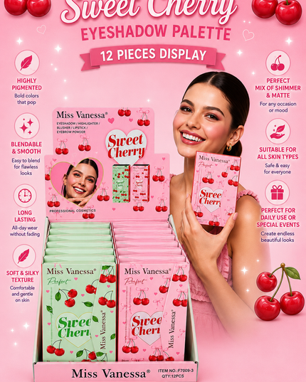 EYESHADOW HIGHLIGHTER SWEET CHERRY MISS VANESSA 12 PCS box- COD (F70093) (E37)