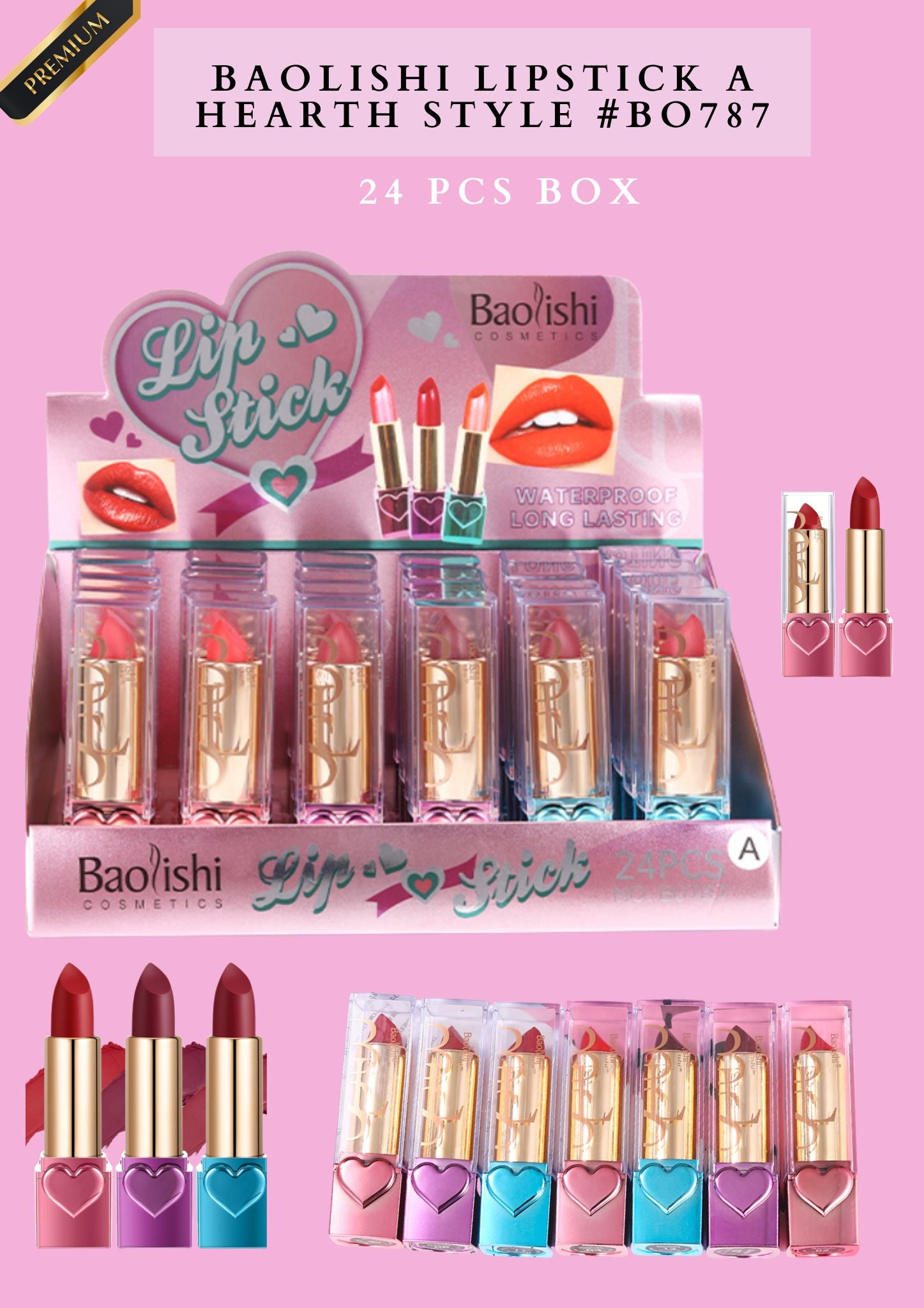 BAOLISHI LIPSTICK A HEARTH STYLE ( #B0787) - 24 pcs box