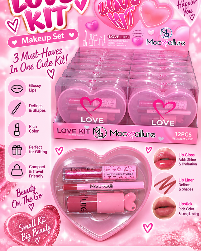 LOVE LIPS KIT-MOCOALLURE-12 PCS -MOC2371-(L32)