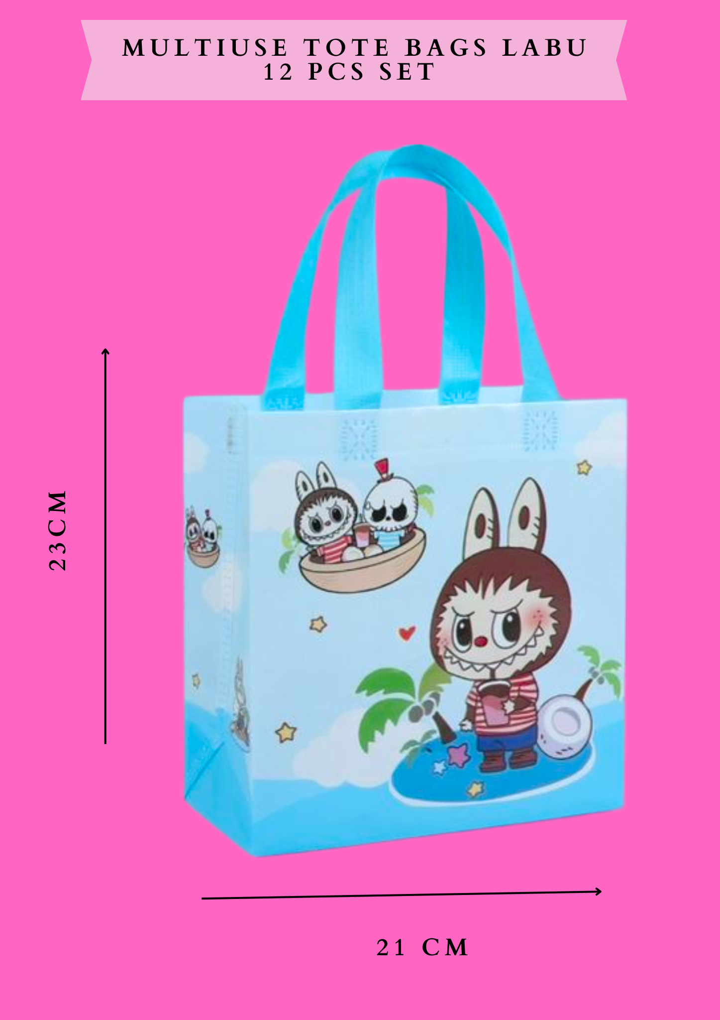 MULTIUSE TOTE BAGS - LABU 12 PCS SET