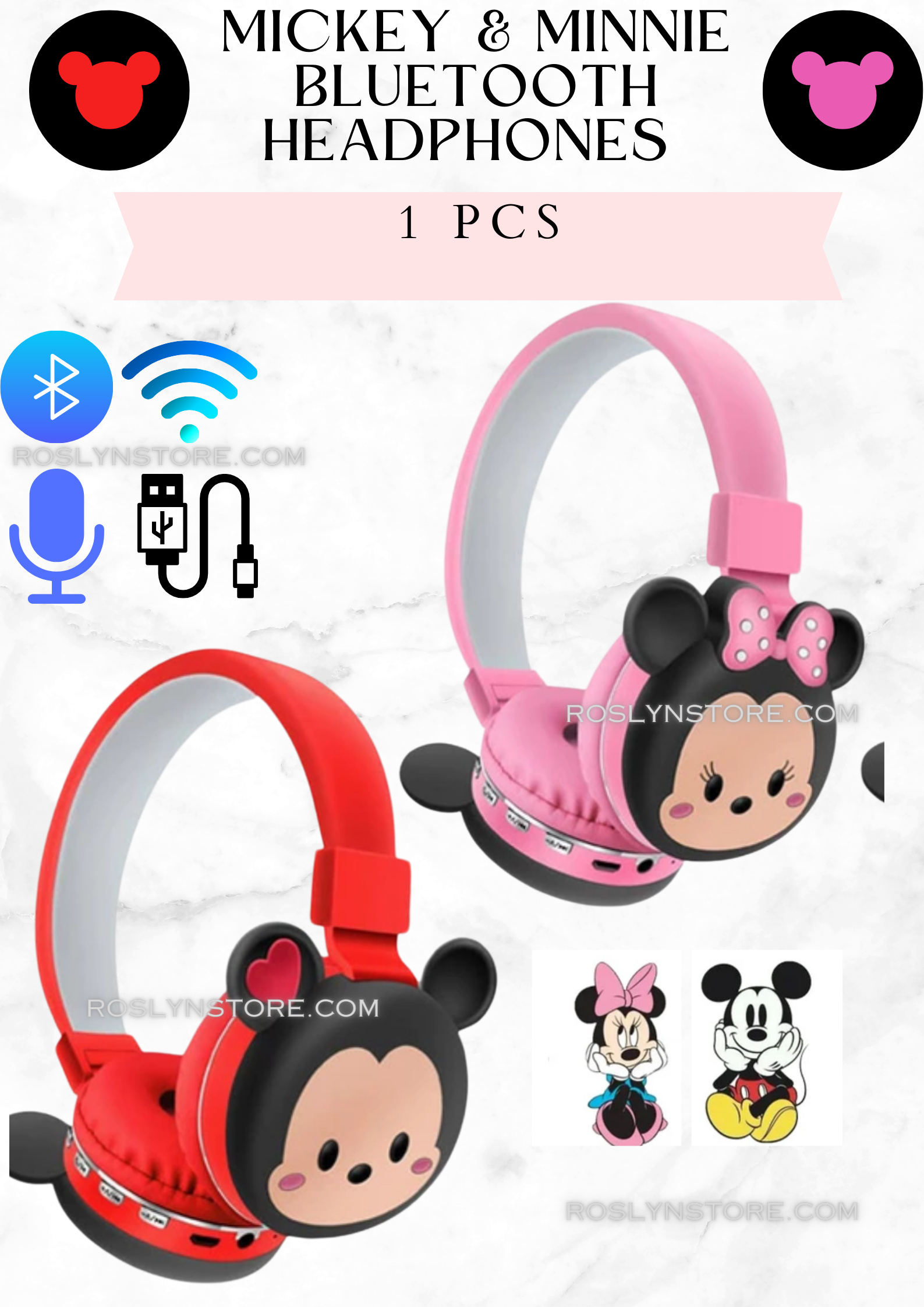 MICKEY & MINNIE- HEADPHONE- Adjustable size