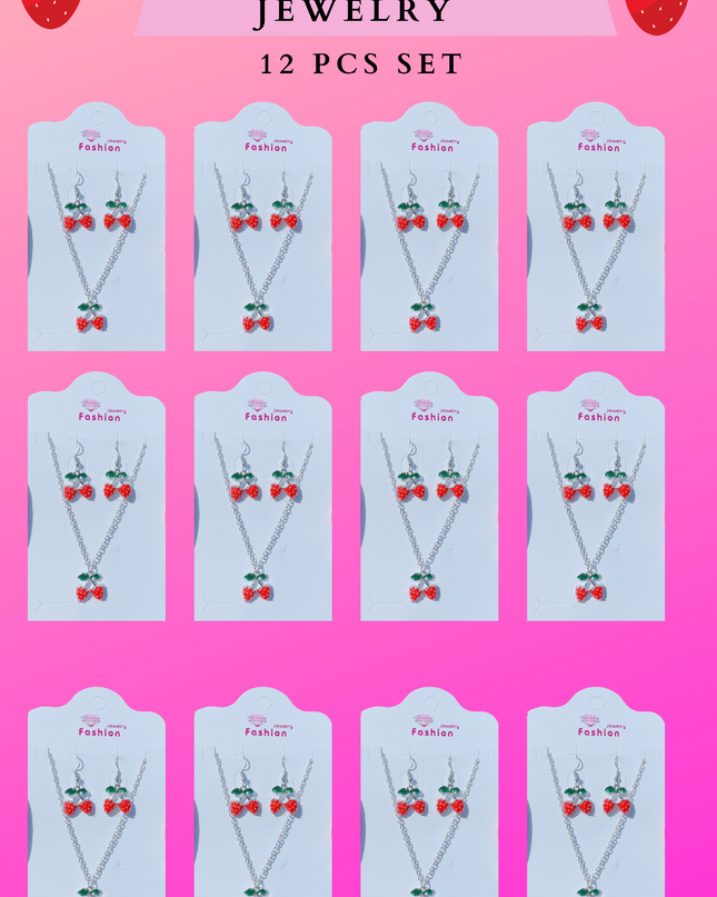 SET STRAWBERRY JEWELRY - 12 PCS SET