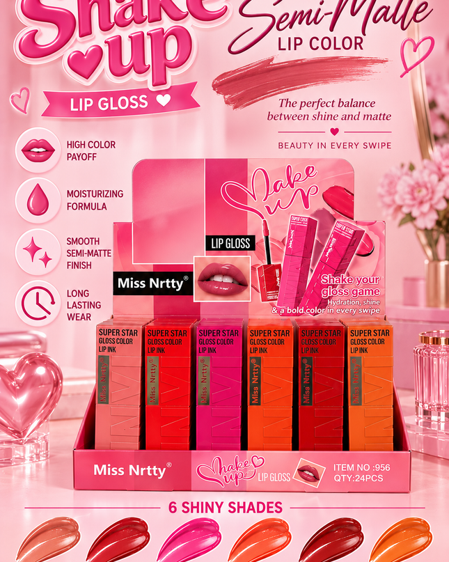 LIP GLOSS  SEMI MATTE MISS NRTTY (24 PCS) (F7002D) (E39)