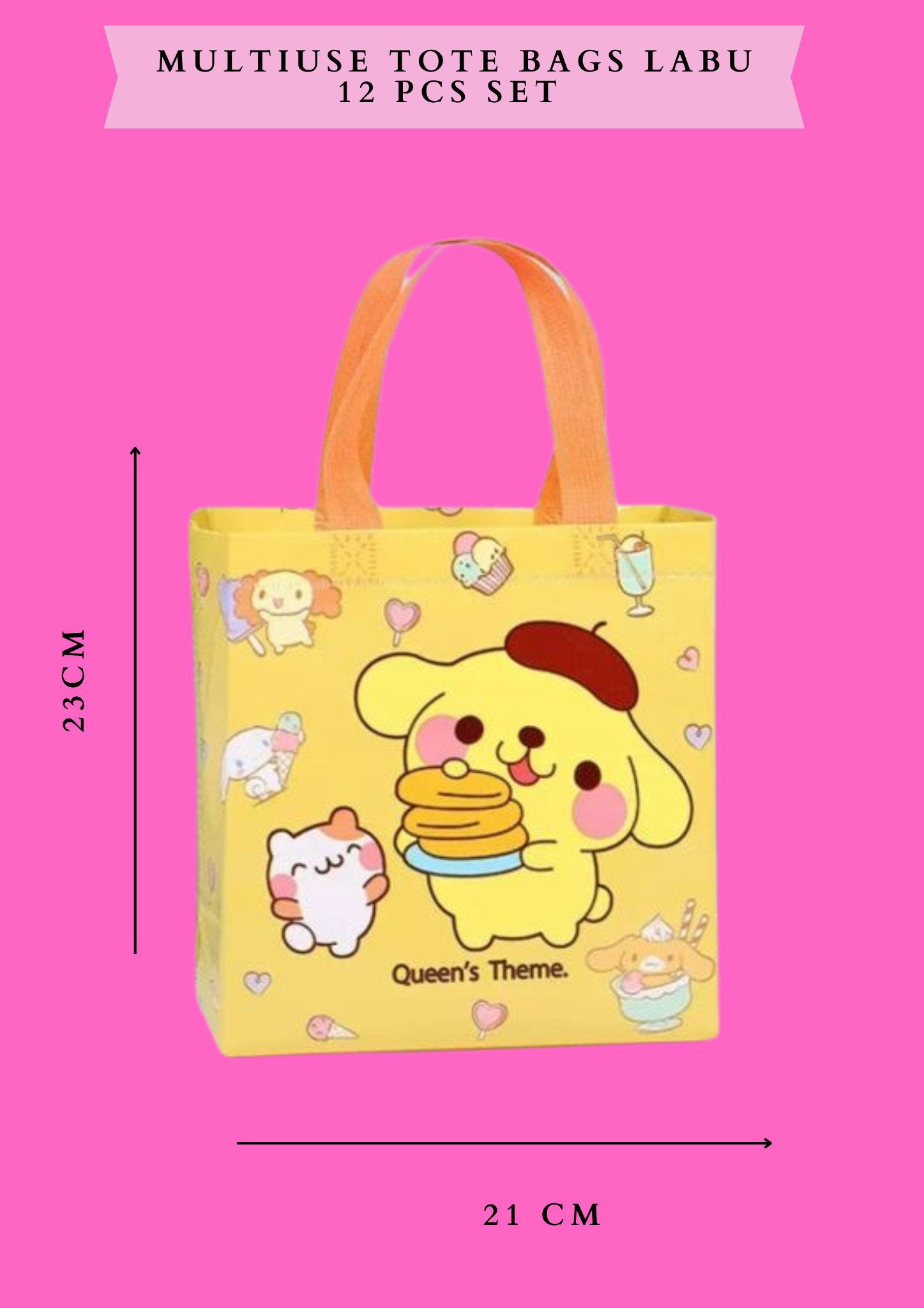 MULTIUSE TOTE BAGS FRIENDS-  12 PCS SET