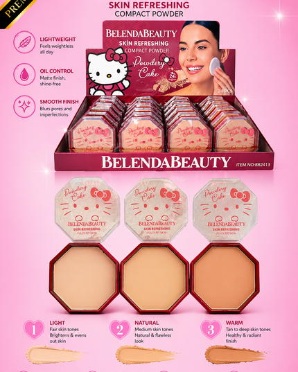 COMPACT POWDER CAKE - CAT STYLE -#BB2413 -(24 PCS BOX) Belenda beauty