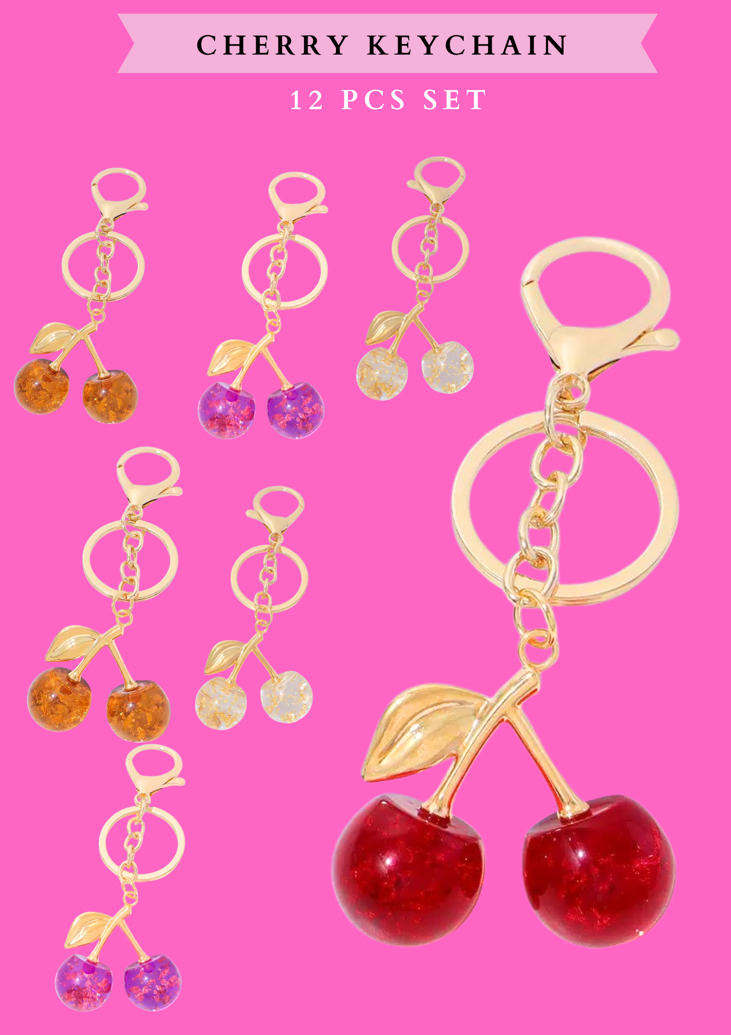 CHERRY KEYCHAIN - 12 PCS SET