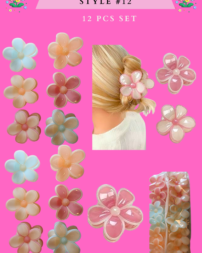 HAWAIIAN HAIR CLAW (STYLE #12)- (12 PCS SET)