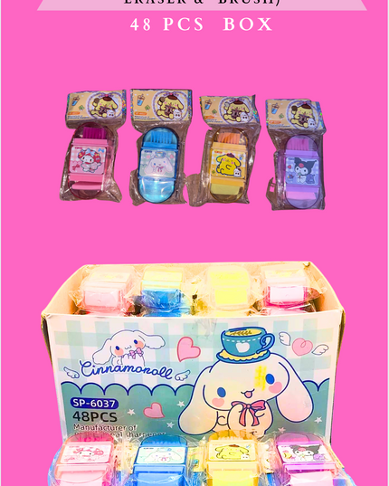 SANRIO 3 IN 1 ( SHARPENER, ERASER BRUSH) - 48 PCS BOX