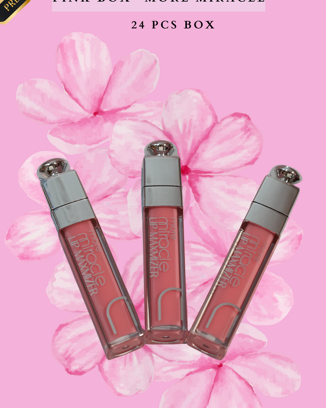 LIPGLOSS MAXIMIZER (plumping )DIO PINK BOX -MORE MIRACLE 24 PCS BOX .