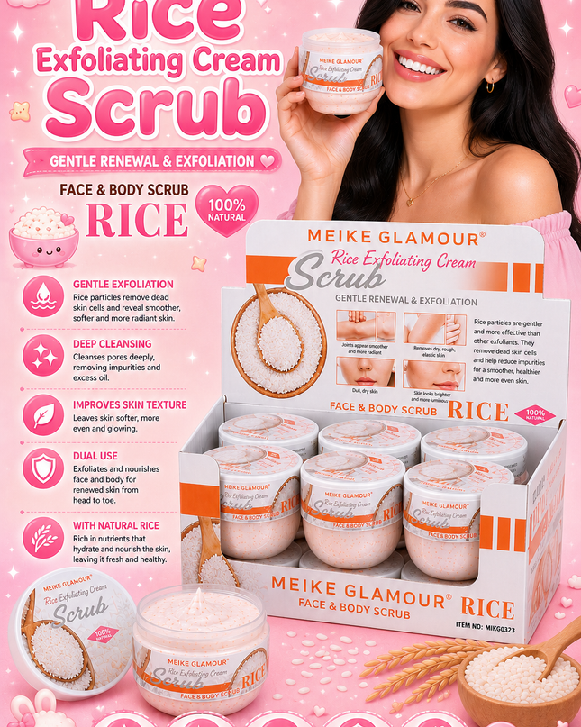 RICE SCRUB FOR BODY & FACE - 12 pcs box ( big sizes) MIKG0323