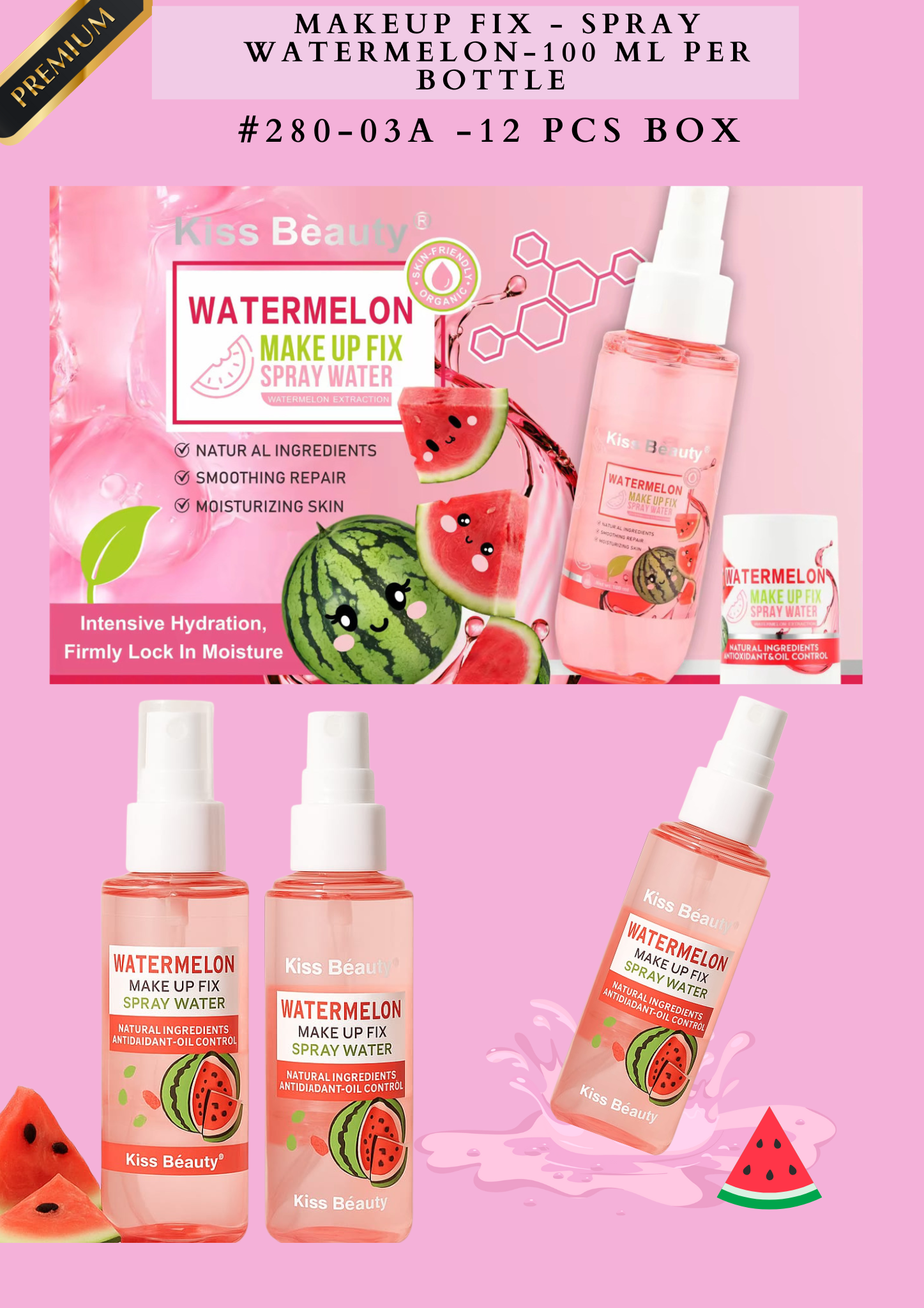 MAKEUP FIX - SPRAY WATERMELON 100 ML PER BOTTLE #280-03A - 12 PCS BOX