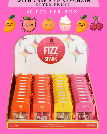 FRAGANCE MIST PERFUME WITH CASE AND KEYCHAIN STYLE FRUIT-  40 PCS PER BOX