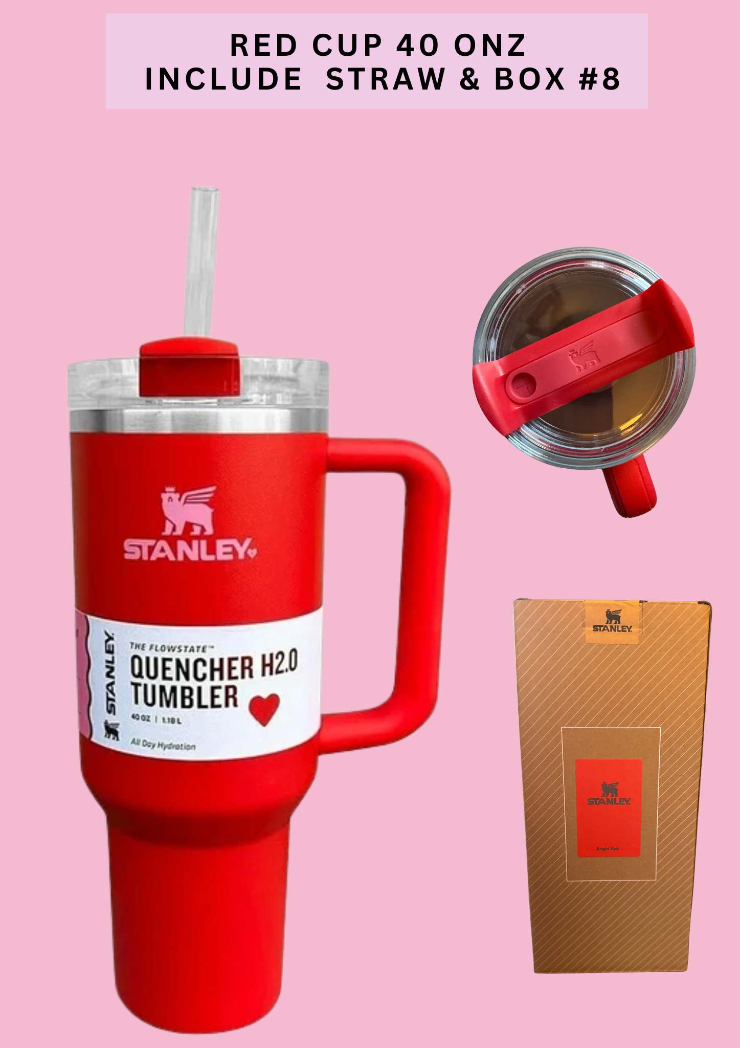 RED CUP 40 ONZ INCLUDE STRAW & BOX #8