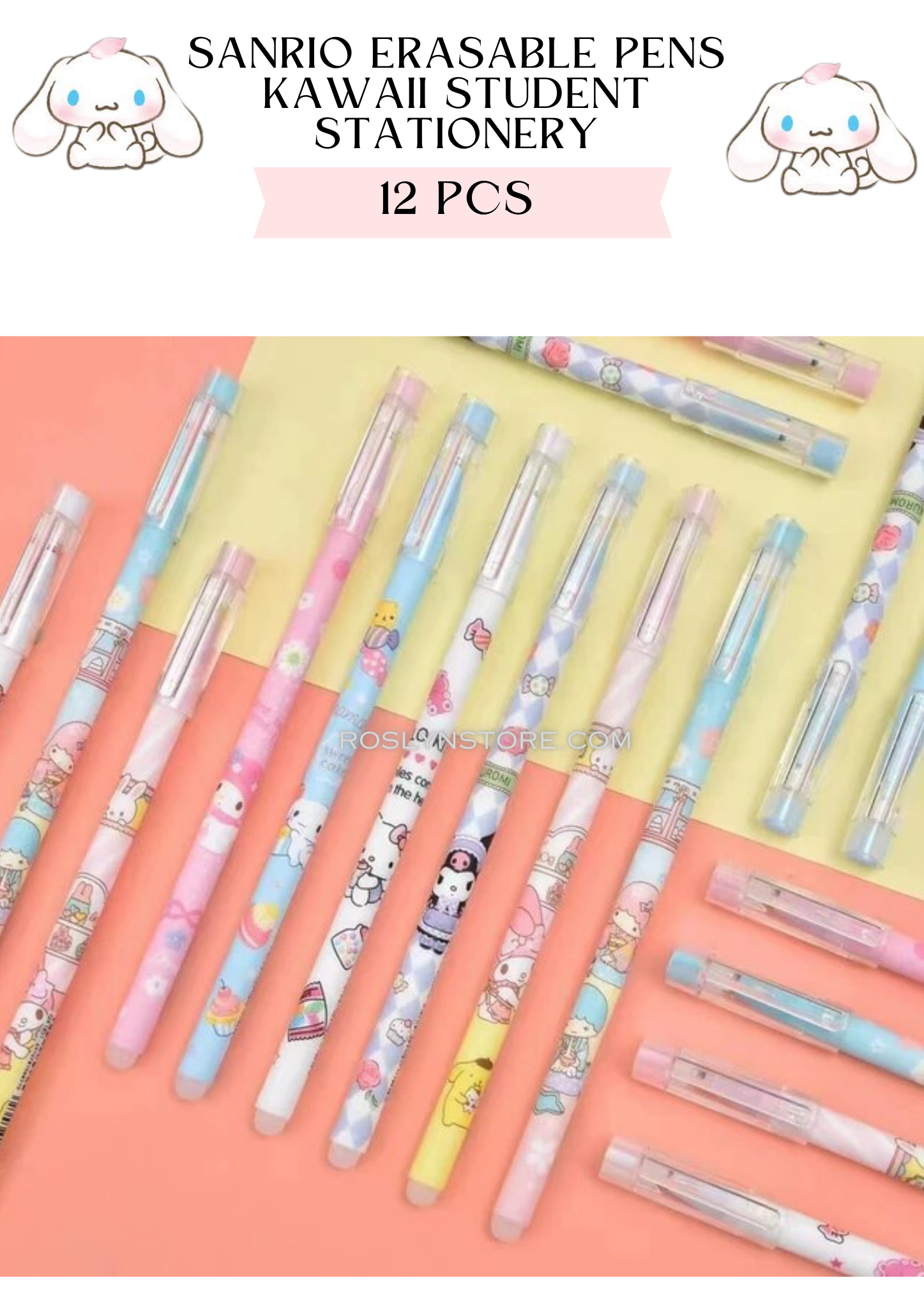 SANRIO-  ERASABLE PENS -12 pcs in a box