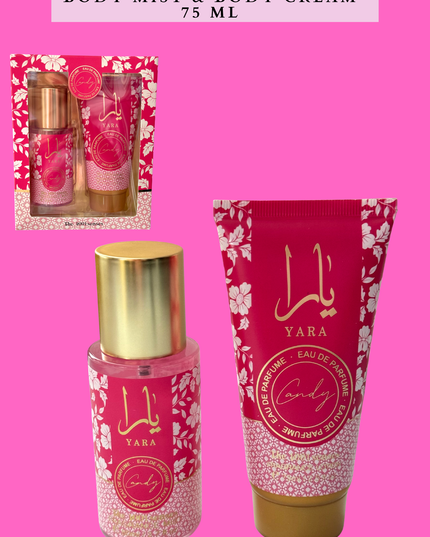 GIFT SET YARA FUSHIA BODY MIST & BODY CREAM 75 ML