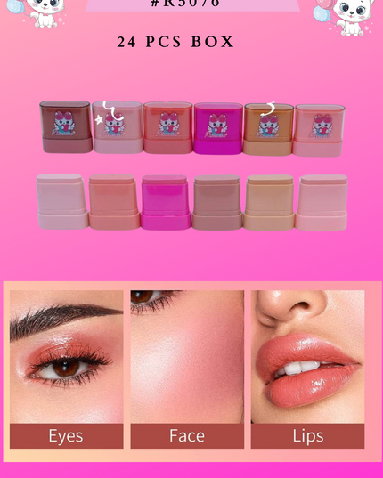 BLUSH STICK- KITTY(multi- use) for lips , face  & eyes  - (24 pcs box ) #R5076