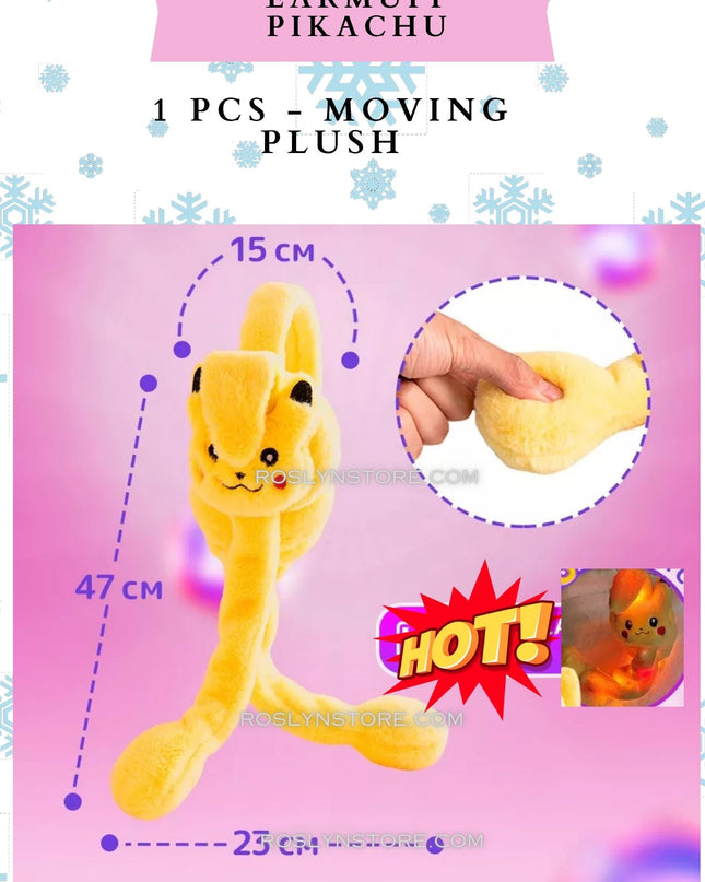 WINTER EARMUFFS- Pikachu - (have a sound when your pressed )