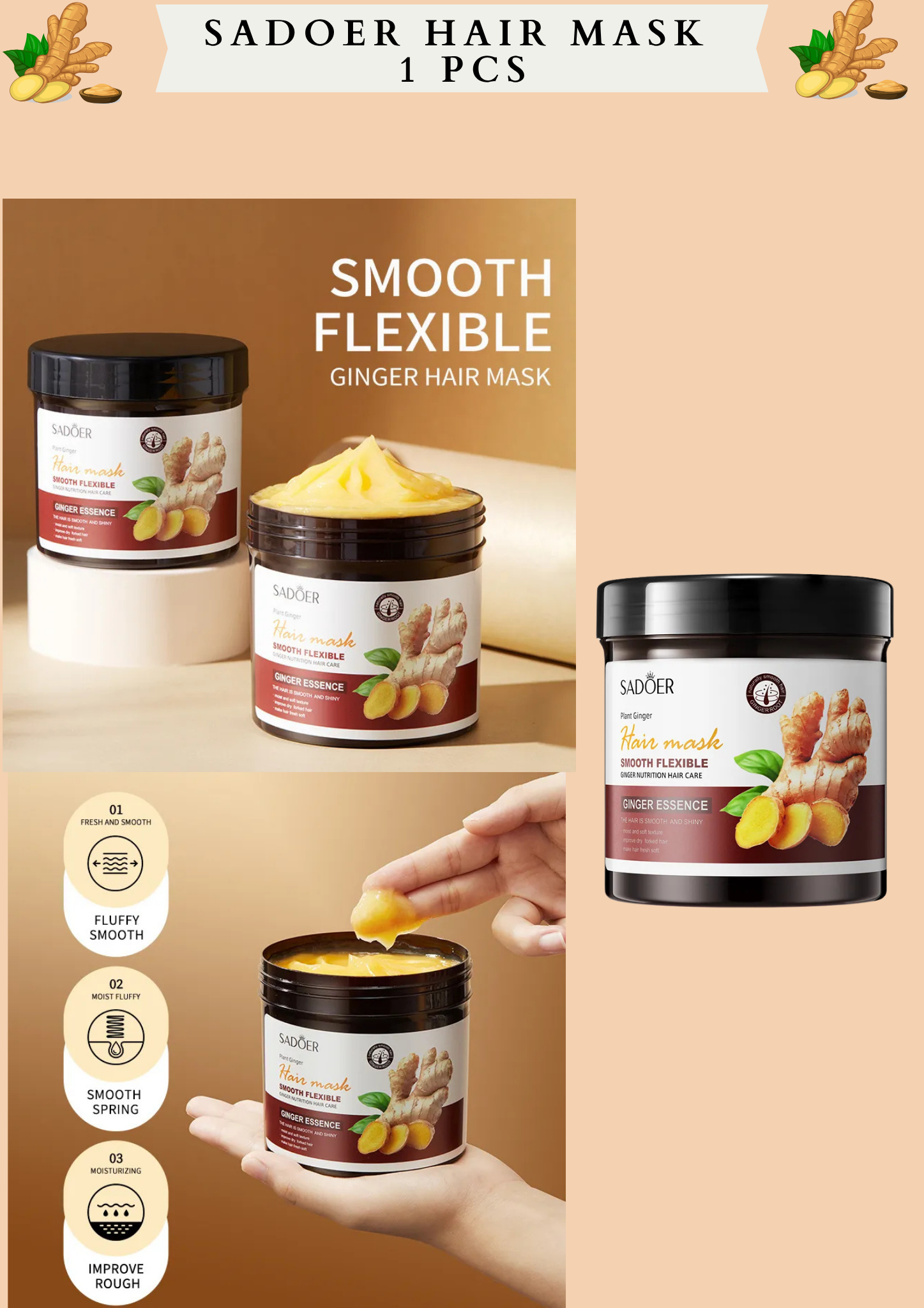 SADOER GINGER HAIR MASK-  1 PCS